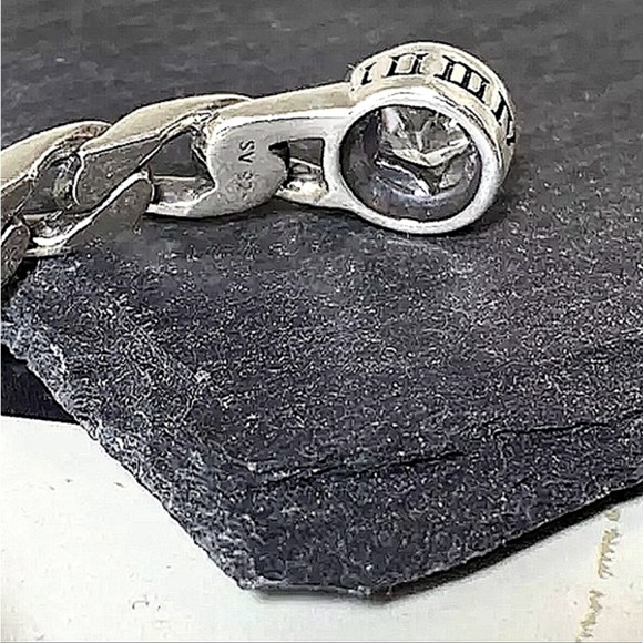 Sterling Silver Star Zircon Cuff Bangle Bracelet - Picture 5 of 9